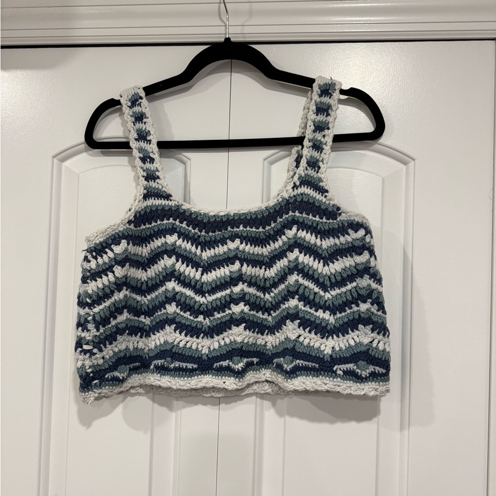 Lucky Brand Blue and White Chevron Tank Top